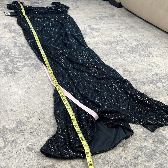 NWT Mac Duggal 11665 Off Shoulder Sequin Evening Dress Gown Sheer Corset Waist 4 - Picture 12 of 14